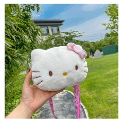 Hello Kitty Plush Bag Cartoon Cute Cat Crossbody Backpack Women Ins Plush Doll Bag New Personalized One Shoulder Storage Bag