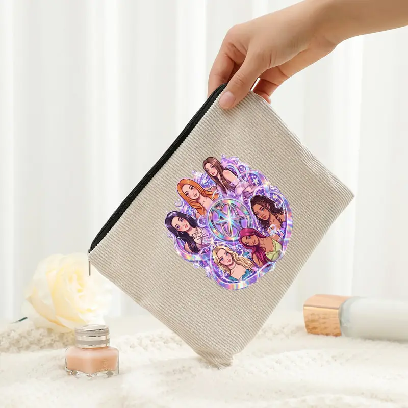 KATSEYE World Tour for Women Fan Gifts Corduroy Makeup Bag Lightweight Toiletry Bags Multi Functional with a Zipper Storage Bags