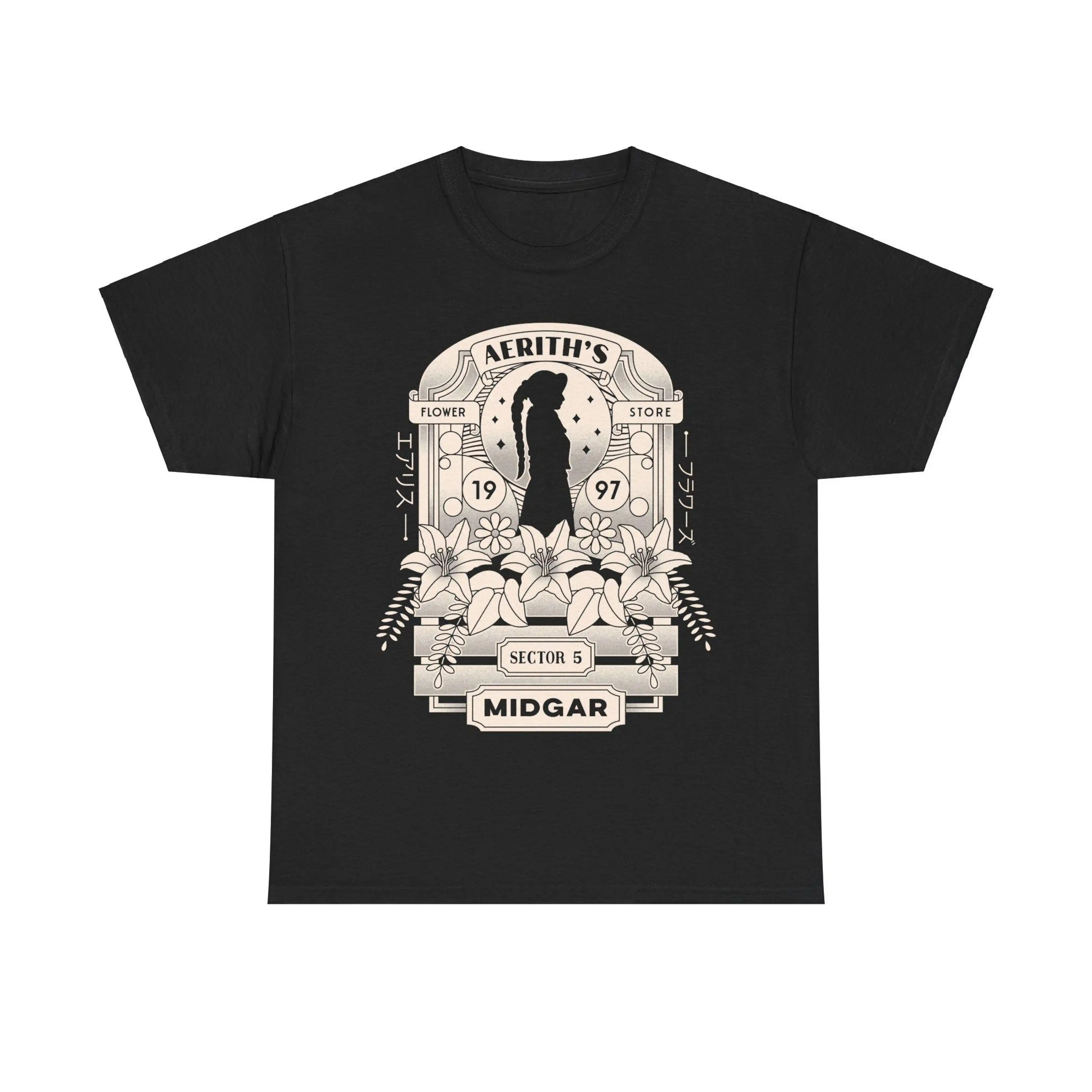 Aerith And Flowers 0406 Final Fantasy Gift t shirt for RPG Gamer 100% cotton Short Sleeve Graphic clothes All size tops S-6XL