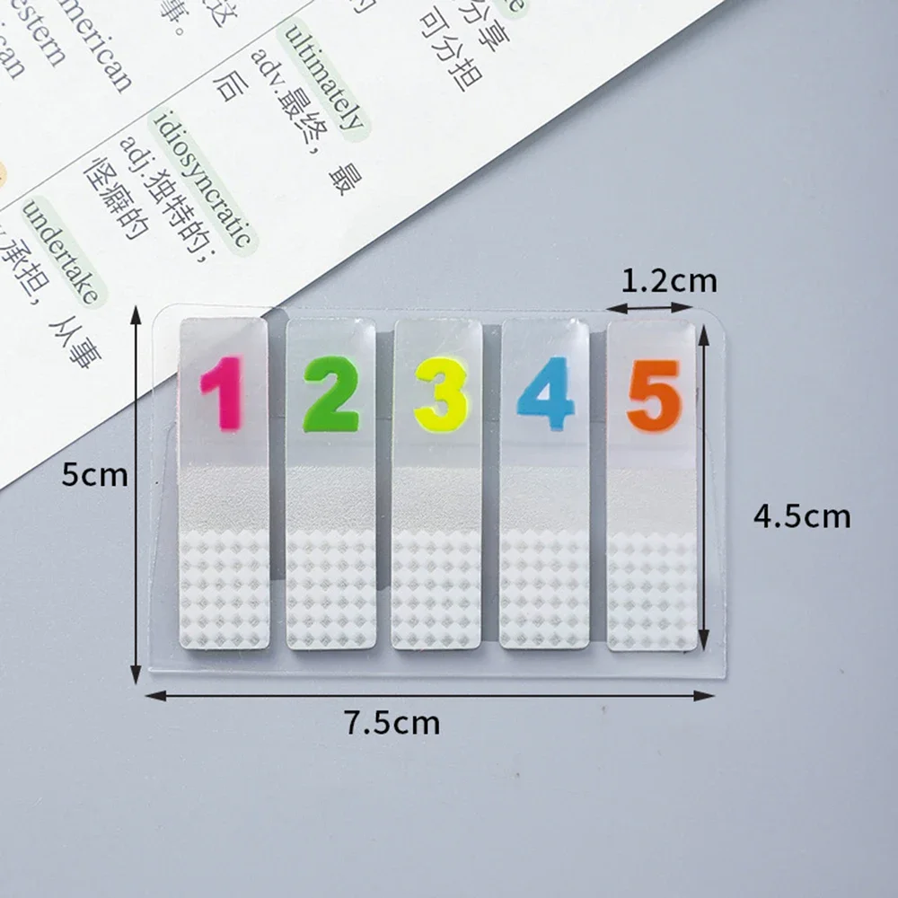 100 Sheets Transparent PET Sticky Note Creative Writable Numeric Classification Instructions Index Stickers Stationery