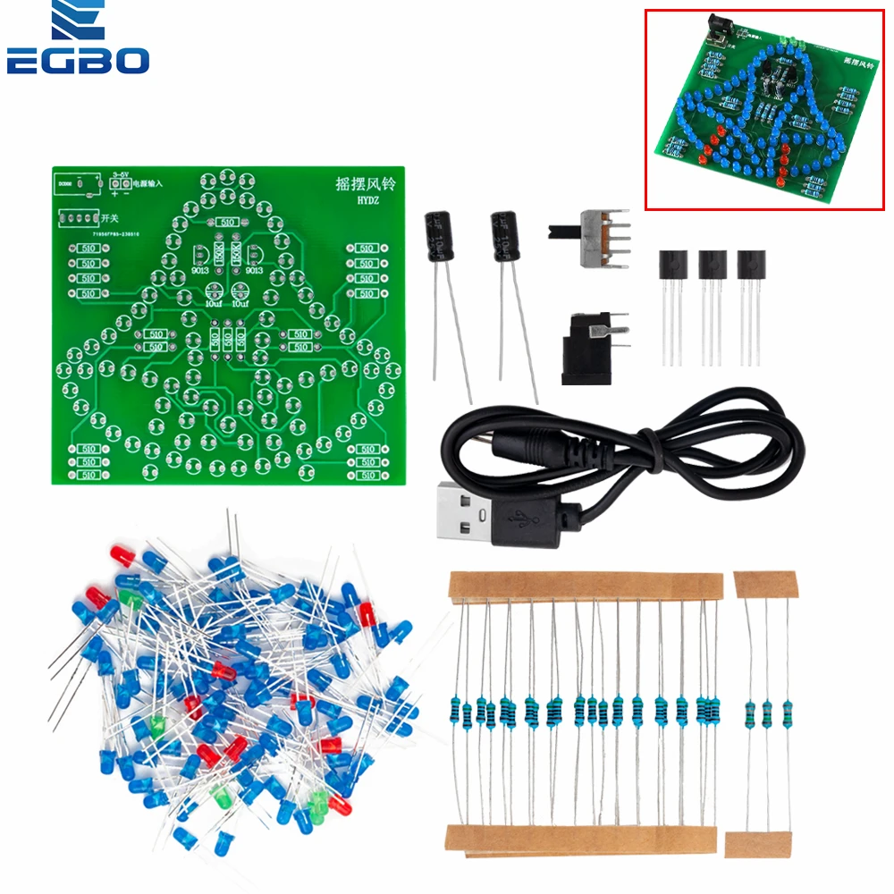 Laboratory Swing Bells DIY Windbell Fun Soldering Electronic Swing Bells Wind Chime 95 LEDs Flashing Light DC 5V Learning Kit