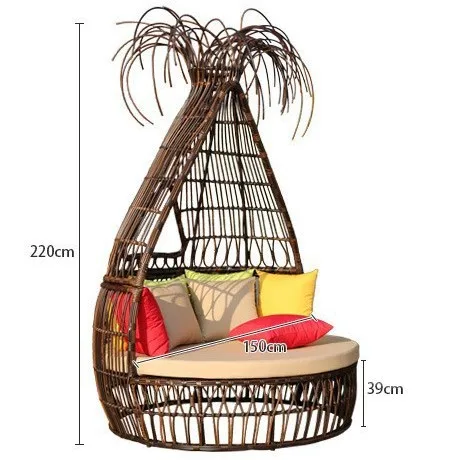 

Outdoor Wicker Lounge Bed Round Bed For Outdoor Courtyard Creative Balcony Relaxation Sun Protection Waterproof Stylish