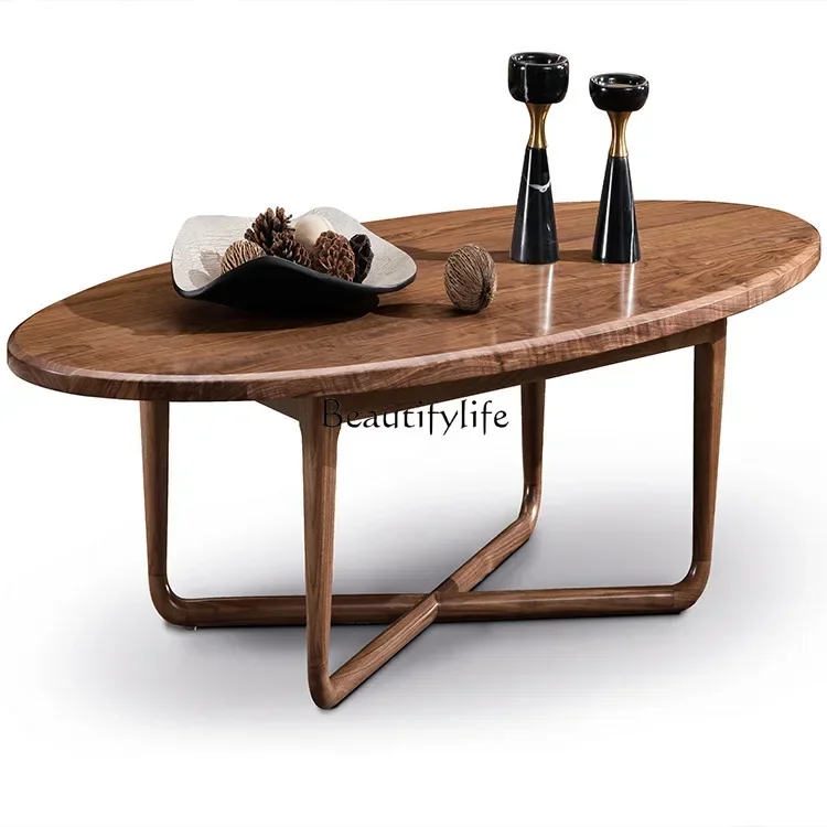 

XX39*North American black walnut coffee table living room simple all solid wood oval Nordic log low table
