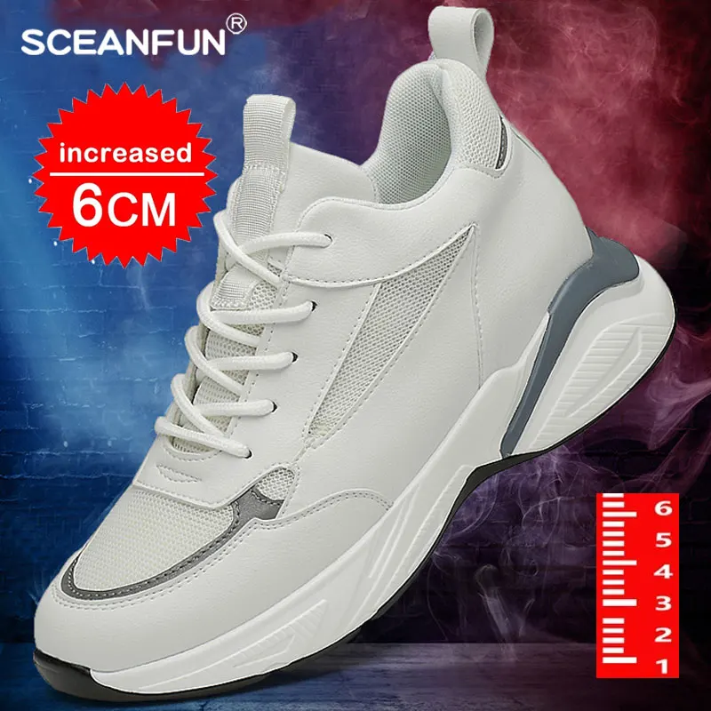 

Men Sneakers Elevator Shoes Heightening Height Increase Insole 6CM High Heels Shoes Sport Shoes Board shoes lift height