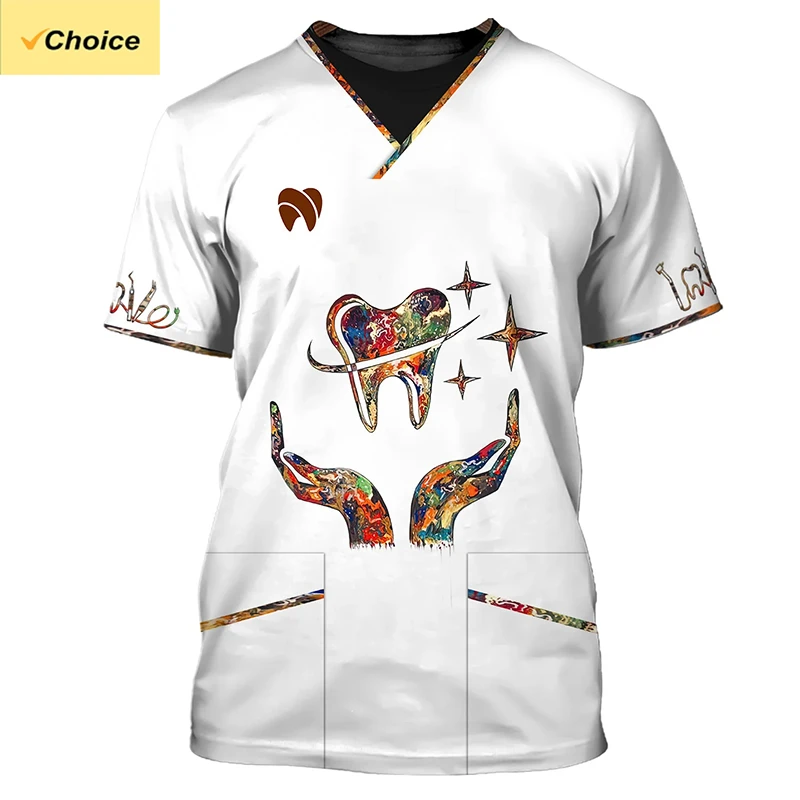 

2025 Men's T-Shirt Tooth 3d Printed Daily T Shirt For Man Short Sleeve Fashion Casual Street Dentist Uniform Men's Clothing Tops