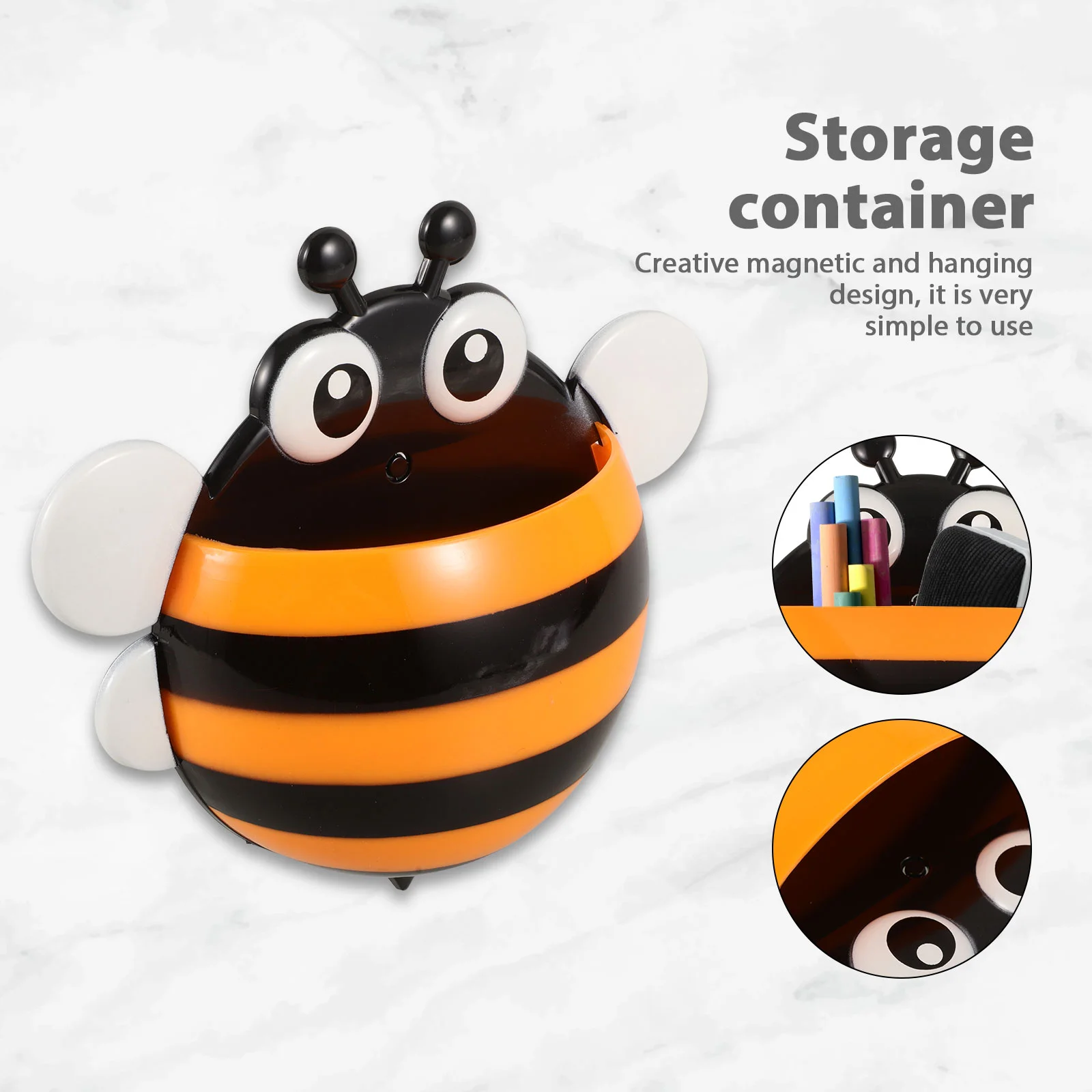 Caixa de armazenamento de abelha pequena, quadro branco, acessórios de escritório, recipiente de caneta, suporte de marcador pequeno, plástico magnético criativo para casa