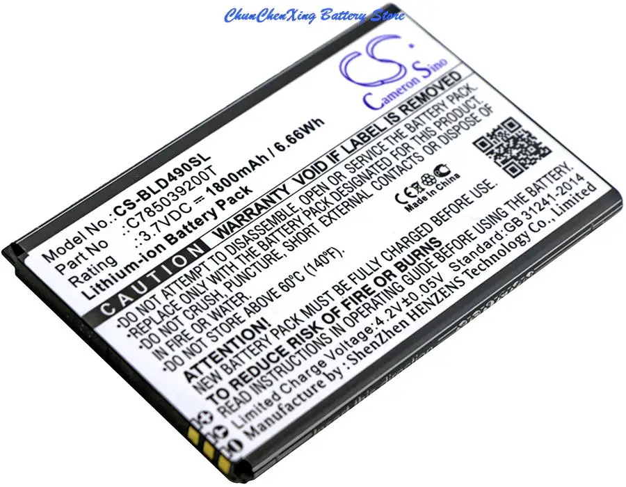 Replacement 1800mAh Battery C785039200T for BLU D090L  D090U  D110L  D110U  D490L  D490U  Dash G  Dash M2  Dash X2