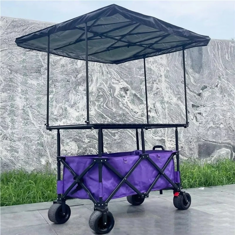 420L high quality 4 position height adjustable heavy duty foldable waterproof OEM with canopy trolley, pink wide wheel camper