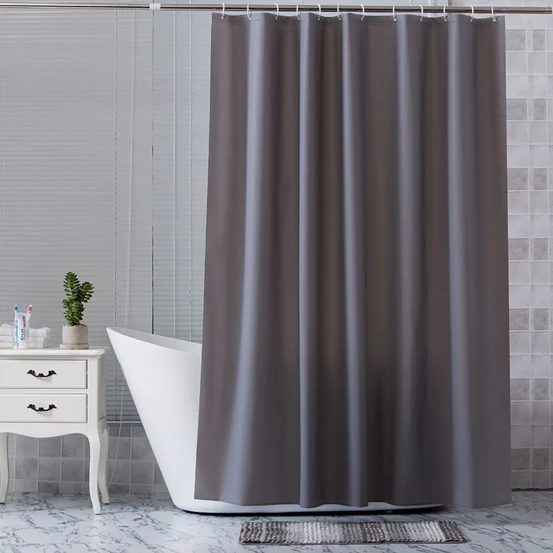 Bathroom Curtain Waterproof and Mildew-proof Solid Color Shower Curtain Cloth Bath Room Warm Curtain Bathroom Curtain