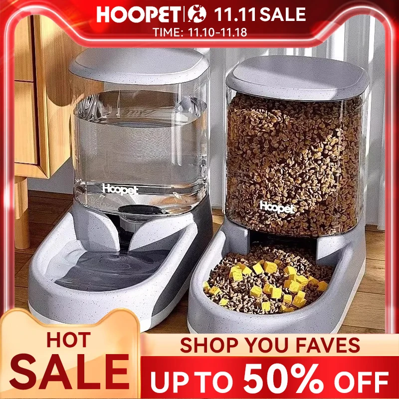 HOOPET Feeding Drinker Large Capacity Automatic Pet Supplies Wet Dry Dog Cat Feeder Drinking Bowl Dog Food Bowl Pet Supplies