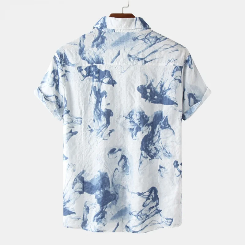 Szyl-Herren hemd Kurzarm Herren Revers Print Hemd Herren Hawaii Hemd Blumen futter