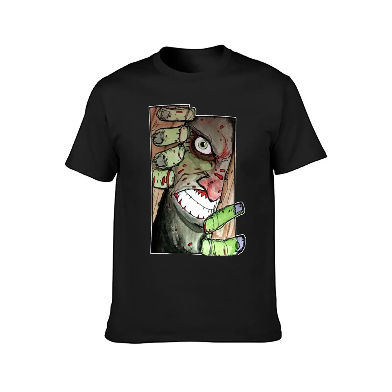 Zombie Breaking In GeoMetric Remix T-Shirt essential t shirt man clothes anime shirts men