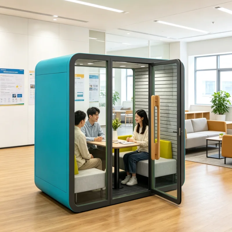 Modular Acoustic Cabin Movable Silent Soundproof Pod For School Student Project Study Group Talk Mini Meeting Booth