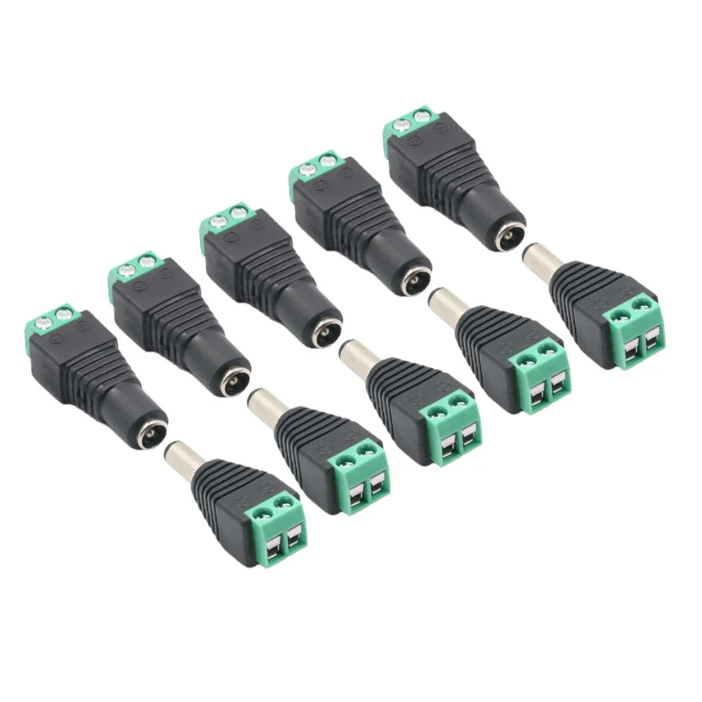5Pcs/Pairs 5.5 x 2.1mm 5.5 x 2.5mm DC Power Male Female Plug Jack Connector Adapter For 3528 5050 LED Strip Light Camera
