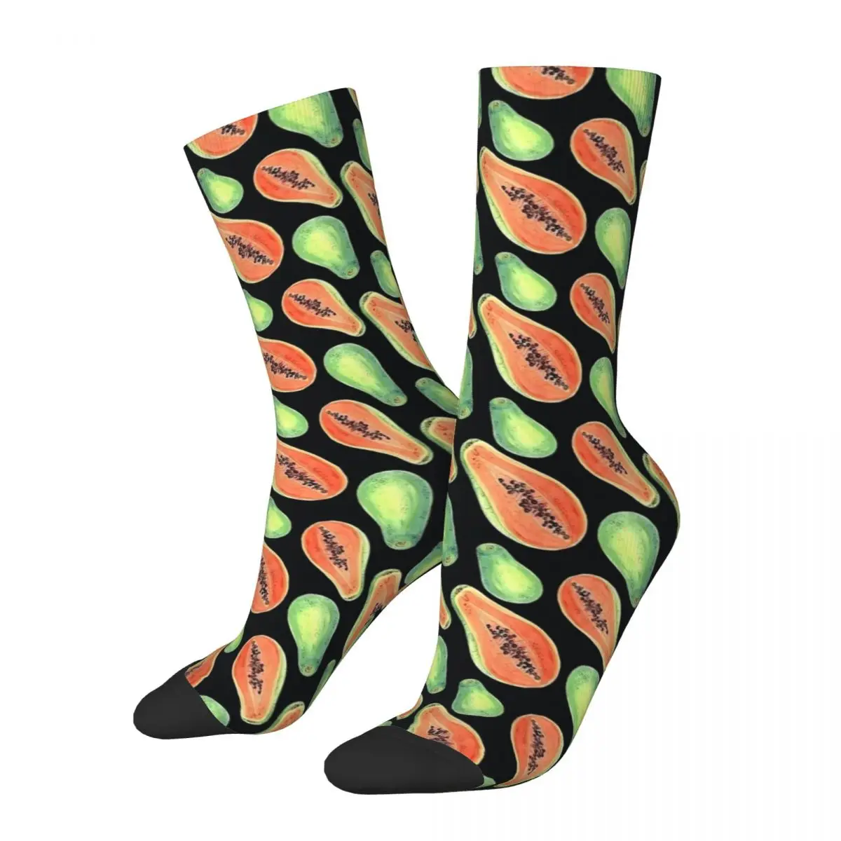 Harajuku Fruit Papaya Pineapple Skateboard Socks Polyester Crew Socks for Unisex