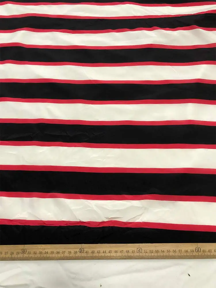 

1 meter 100% Mulberry Silk 14 momme Crepe Silk Fabric Large Striped Printed 114cm 44" wide by the yard CY026