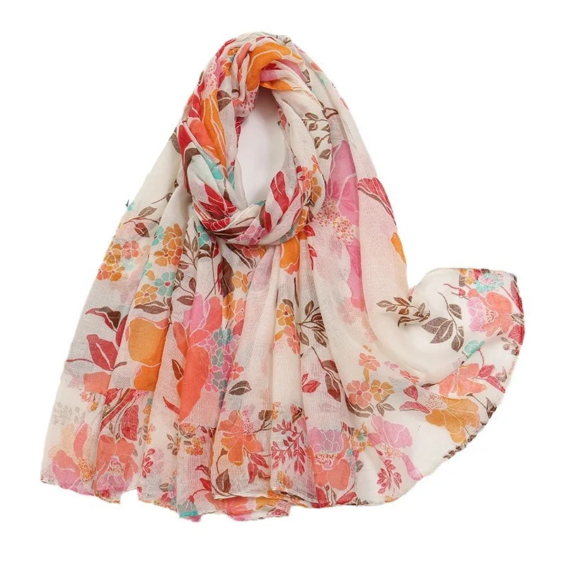 2024 Spain Fashion Daisy Floral Tassel Viscose Shawl Scarf Lady Print Soft Pashmina Stole Wrap Snood Bufandas Muslim Hijab Sjaal