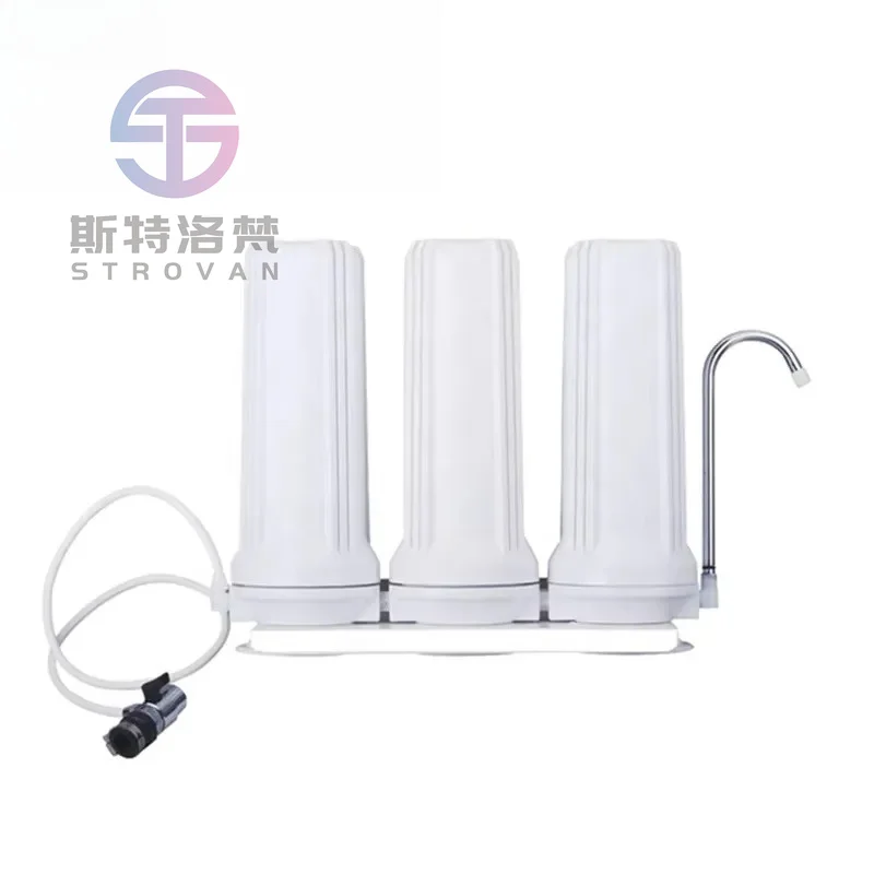 Home Countertop Ceramic Water Filter 3 Stage Plastic Water Purifier