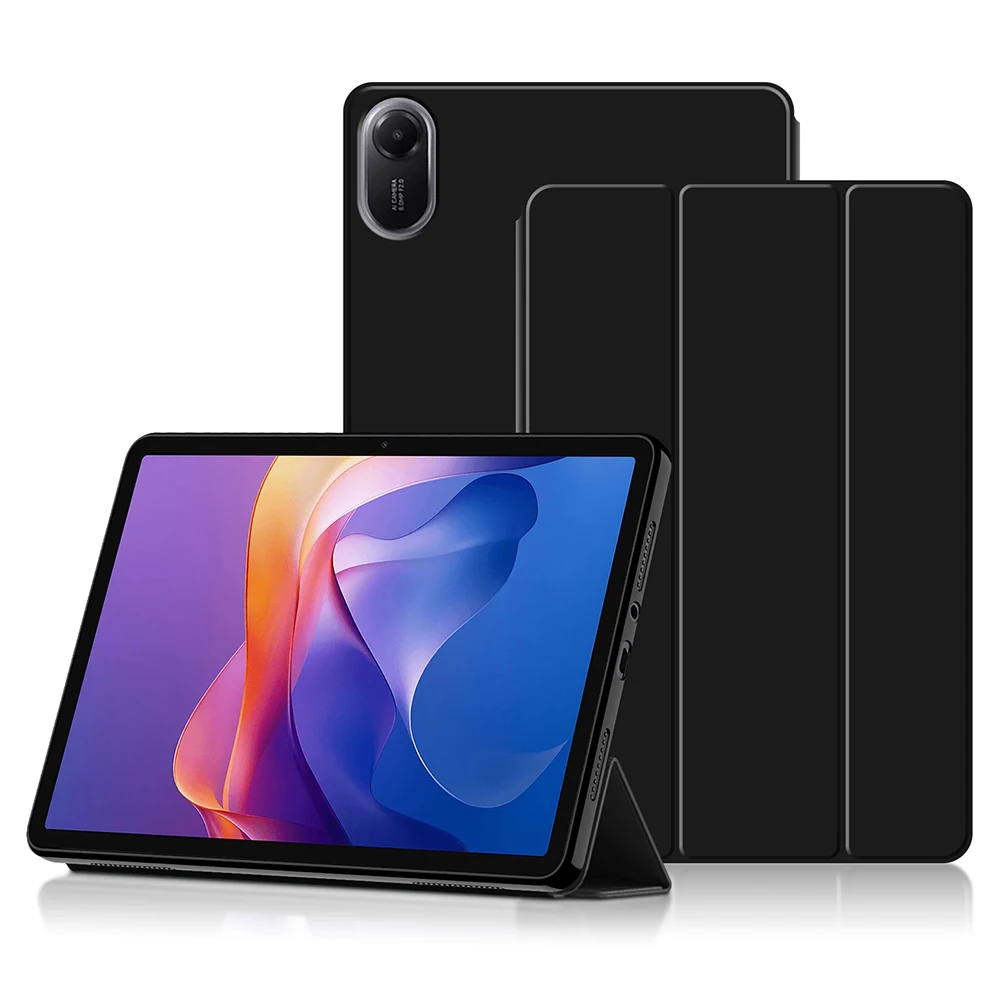 

For Xiaomi Redmi Pad 2 Case PU Leather TPU Back Trifold Stand Tablet Cover - Black