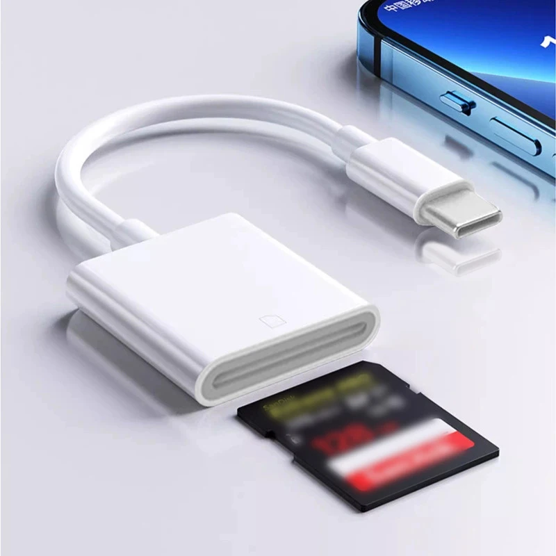 USB C SD Card Reader High Speed Adapter for IPhone 16 15 17 Pro Max Plus For IPad For MacBook Type C USBC OTG Cable Memory Reade