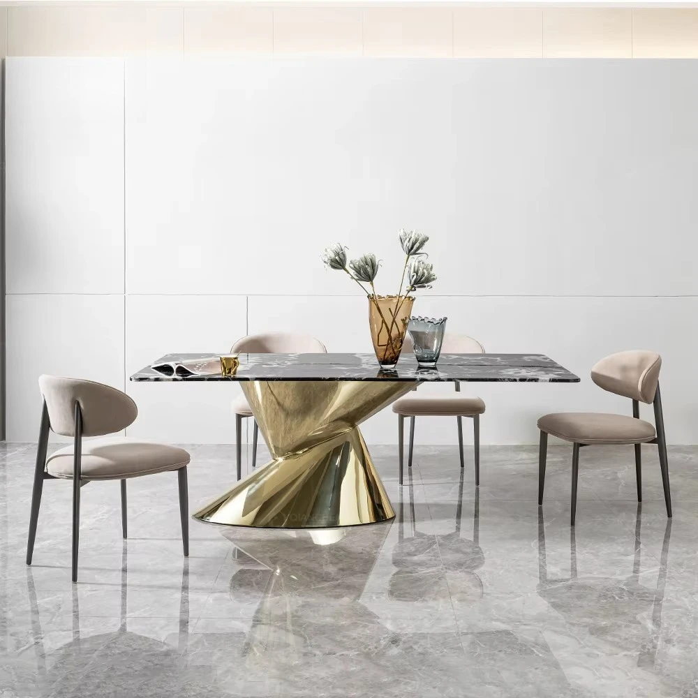 

Роскошный мраморный обеденный стол, современный золотой обеденный стол