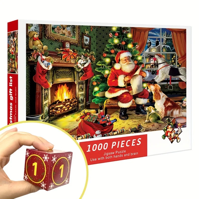

2024 Рождество, 1000 шт., бумажный пазл, пазл для взрослых, 24-дний обратный отсчет, семейный гейм, идеально подходящий для праздника на День Благодарения