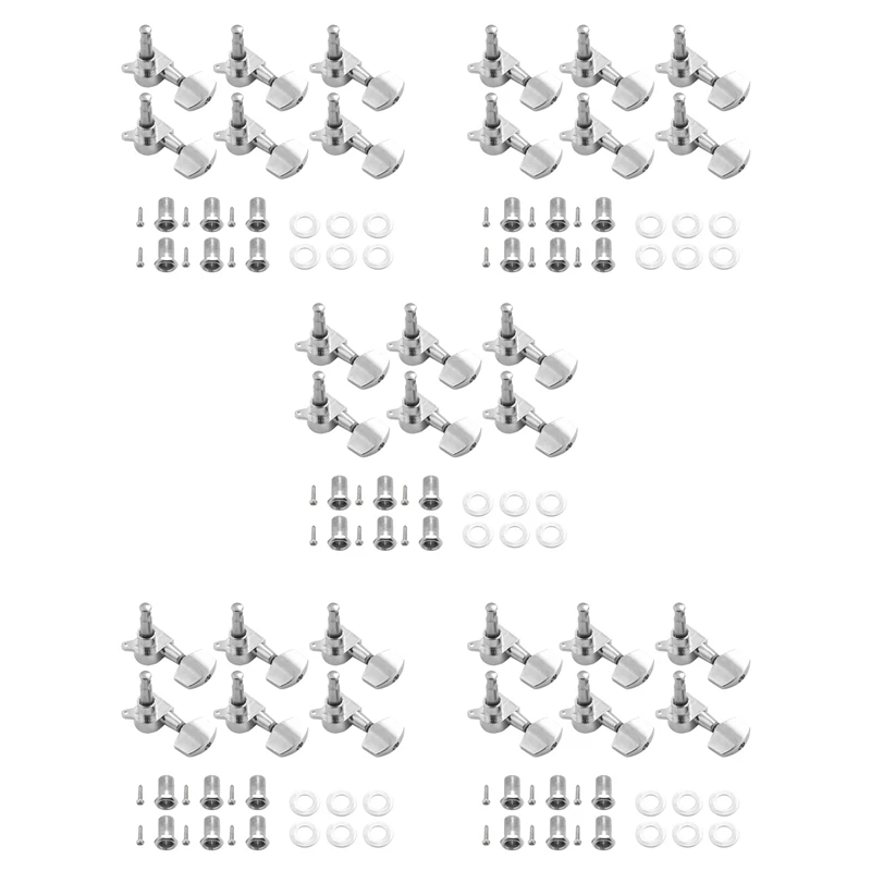 

XFDZ-30 Pieces Silver Acoustic Guitar Machine Heads Knobs Guitar String Tuning Peg Tuner(15 For Left + 15 For Right)