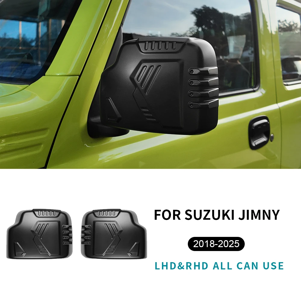 

Matte black Car Rearview Mirror Trim Cover For Suzuki Jimny JB64 JB74 2018 2019 2020 2021 2022 2023 2024 2025 LHD RHD ABS 1Pair
