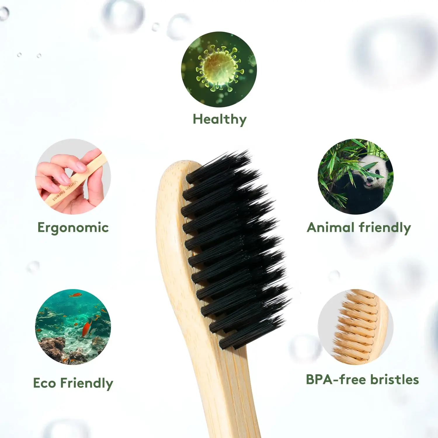 100 Count Bamboo Toothbrush Soft Bristle Eco Friendly Natural Wooden Toothbrushes Vegan Organic Bamboo Travel Tooth Brush