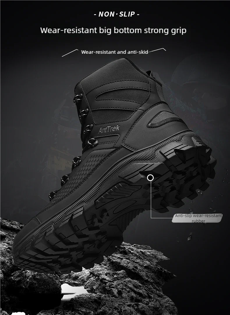 Wilde Trainingsstiefel für Herren, vier Jahreszeiten, rutschfeste, wasserdichte Outdoor-Stiefel, modische Komfort-Dschungel-Wandersneaker-Stiefel – Detail 9