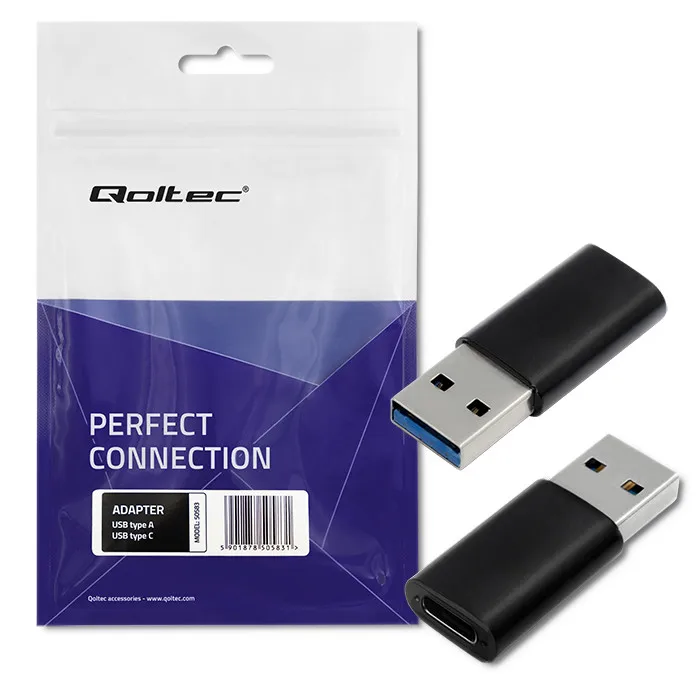 Qoltec USB Type A-adapter mannelijk | USB Type C vrouwelijk