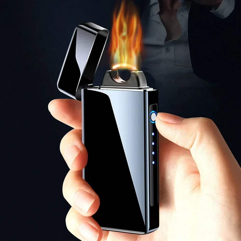 

Powerful Flame USB Lighter Rechargeable Electric Plasma Arc Lighter Finger Touch Metal Windproof Cigarette Lighter Smoking Tool