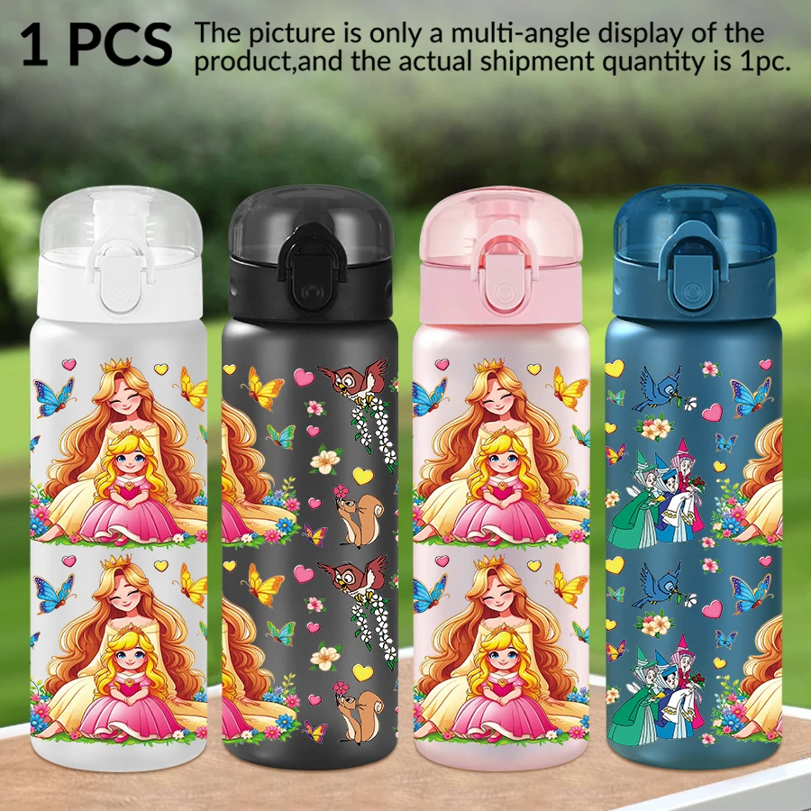 1 pezzo Disney Princess/fiore/modello 26 once bottiglia d'acqua in plastica tazza sportiva come regalo di compleanno/retro a scuola