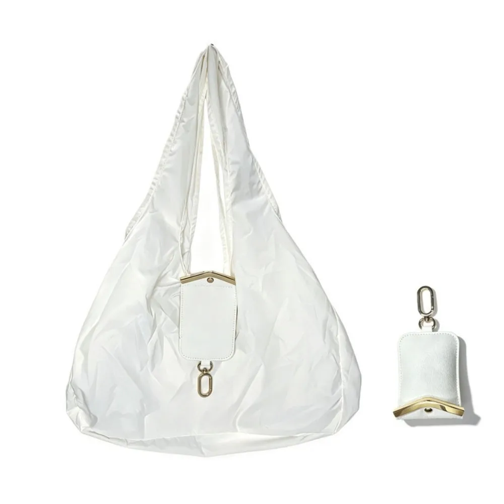 Solid Color Key Chain Tote Bag Mini Tear-Resistant Foldable Shopping Bag High-Capacity Quick-Folding 2-in-1 Bag Charm Pouch