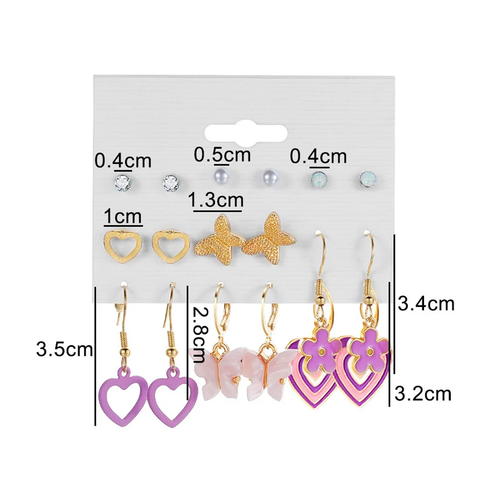 Stud Earrings Butterfly Set Multipack Fashion for Studs Butterflies Dangle Trendy Miss