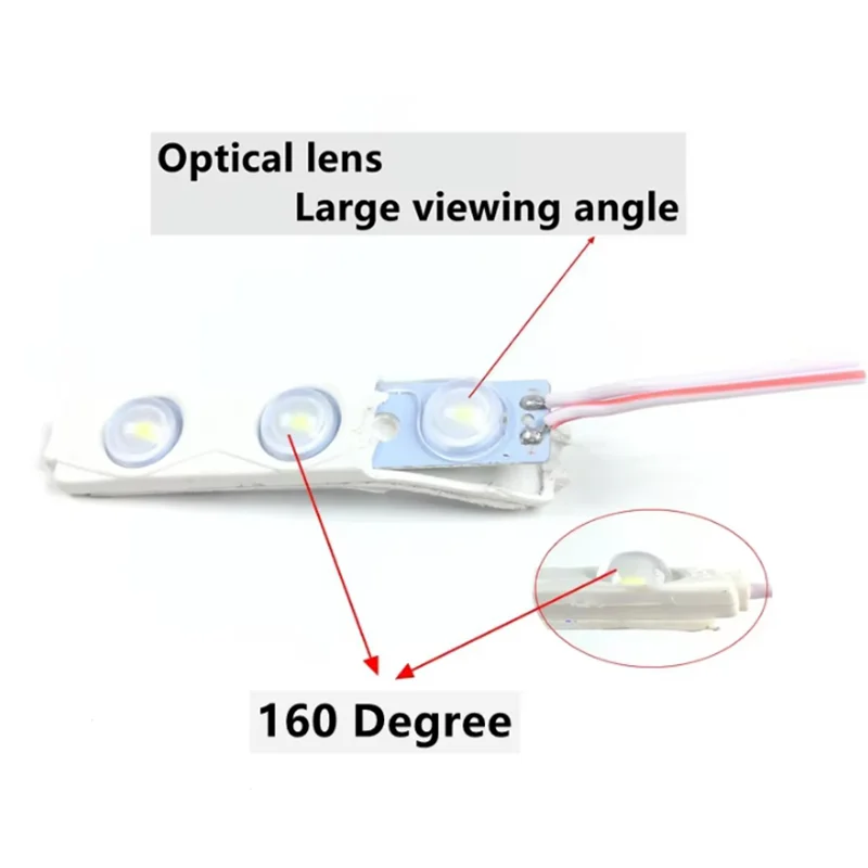 100pcs 1.5W High Power SMD 2835 Led Module 160degre DC12V Waterproof 3led Injection Light For Shop Signboard Advertisement