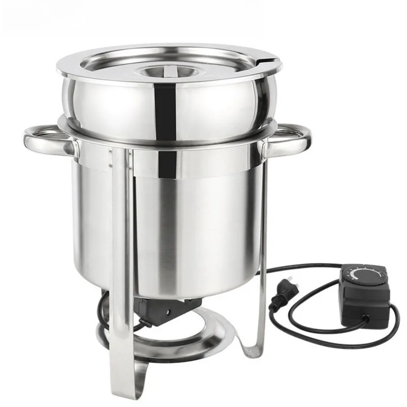 Stainless Steel Round Soup Kettle Buffet Warmer Electric Alcohol Heating Porridge Soup Pot
