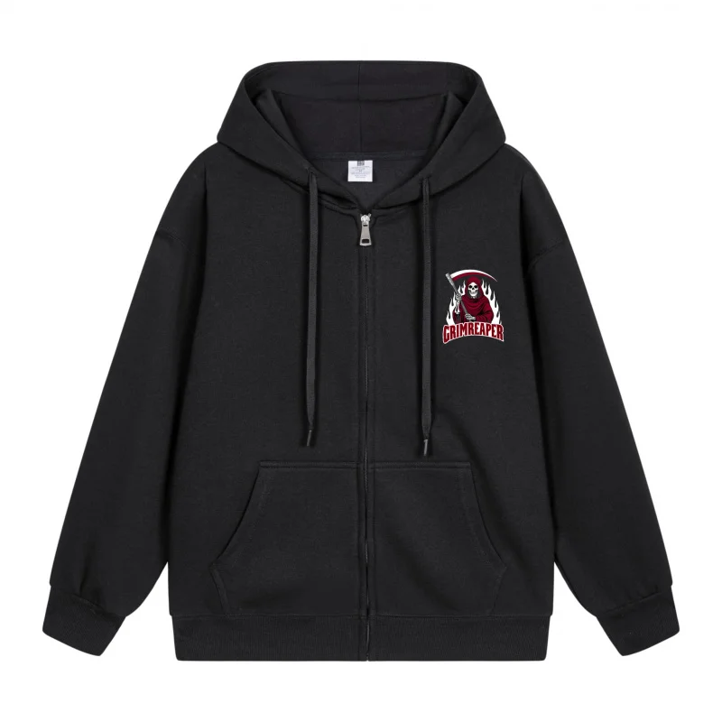 

Men's Zip-Up Hoodie Red Logo On Black Hoodie Halloween in 2025 Casual Couples’ Style Halloween Theme Halloween Party Outfit