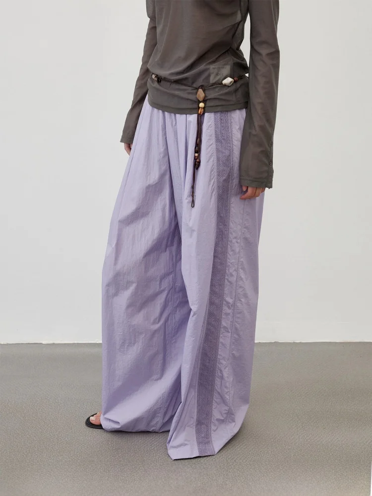 

Водостойкие тонкие повседневные брюки с эластичным поясом, кружевным дизайном с обеих сторон, из ткани Tt, летние, модные, женские, прямого кроя...