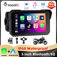 Podofo 5 ''IPS Screen Motorcycle Carplay Android Auto Brightness Adjustment IP68 Waterproof Bluetooth 5.0 Smart Screen Player