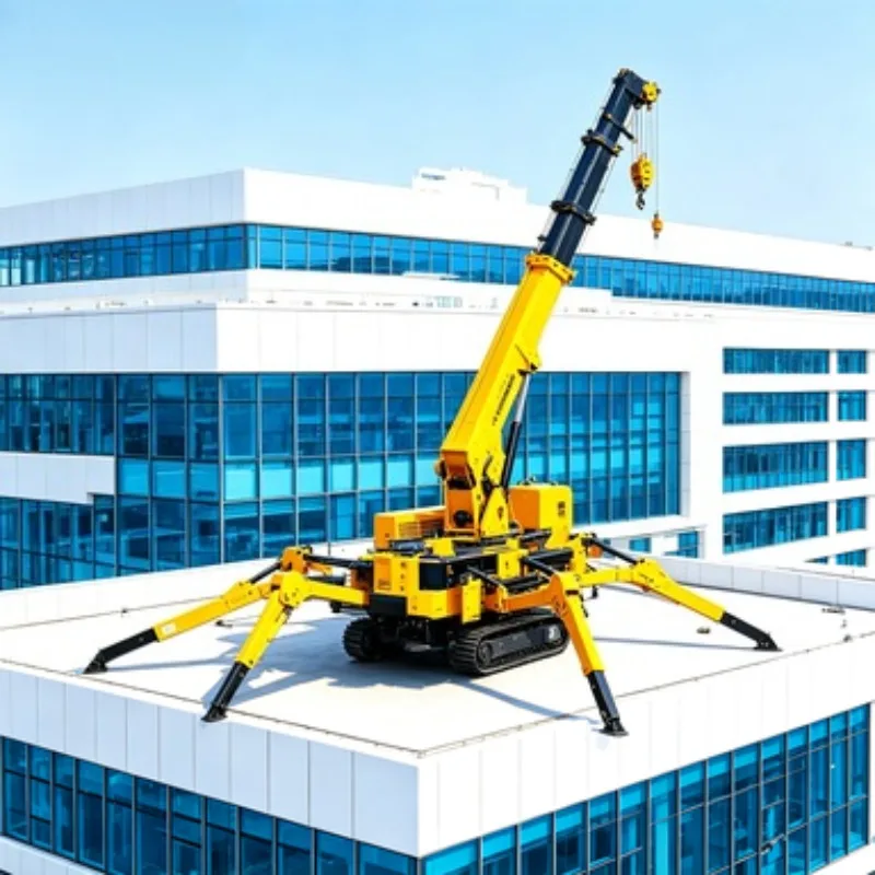 Portable Spider Crawler Crane 1 Ton Mini Hydraulic Telescopic Boom Remote Control Electric Foldable Lift for Home Indoor