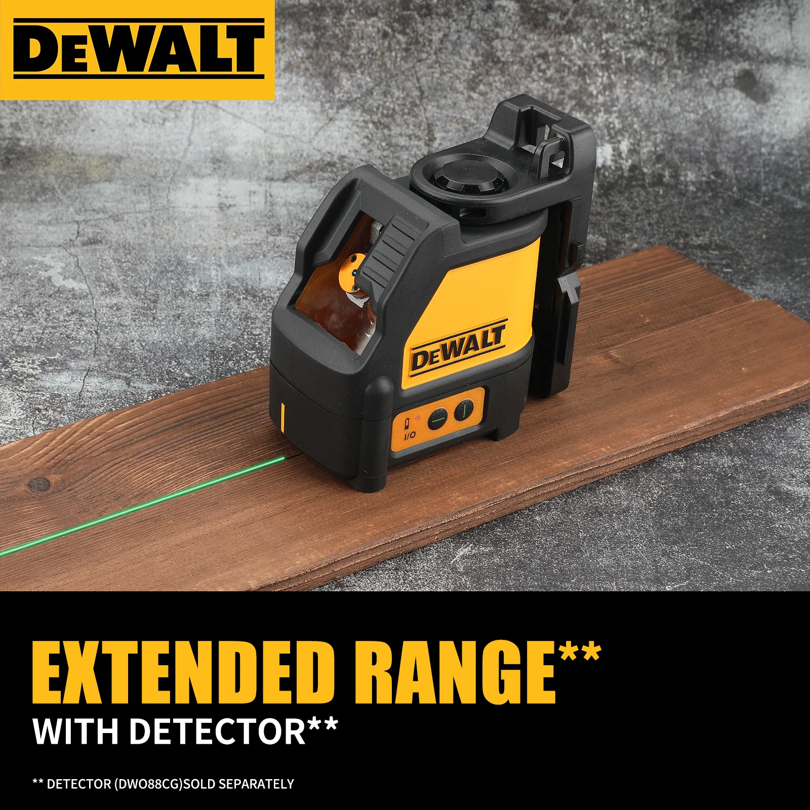 DEWALT DW088CG Green Laser is high-precision line laser with reliable self-leveling performance for accurate alignment work