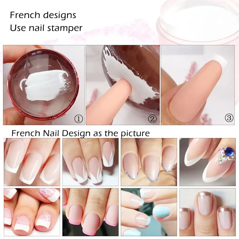 Nail Plate Tools for French Tips DIY Nail Stamper Scraper Set Transparent Silicone Jelly