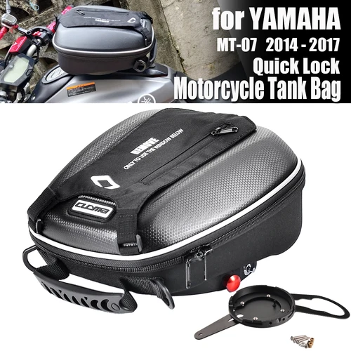 YAMAHA MT07 MT-07 2014-2017 탱크 가방 빠른 잠금 오토바이 배낭 수하물 상단 연료 탱크 케이스 방수