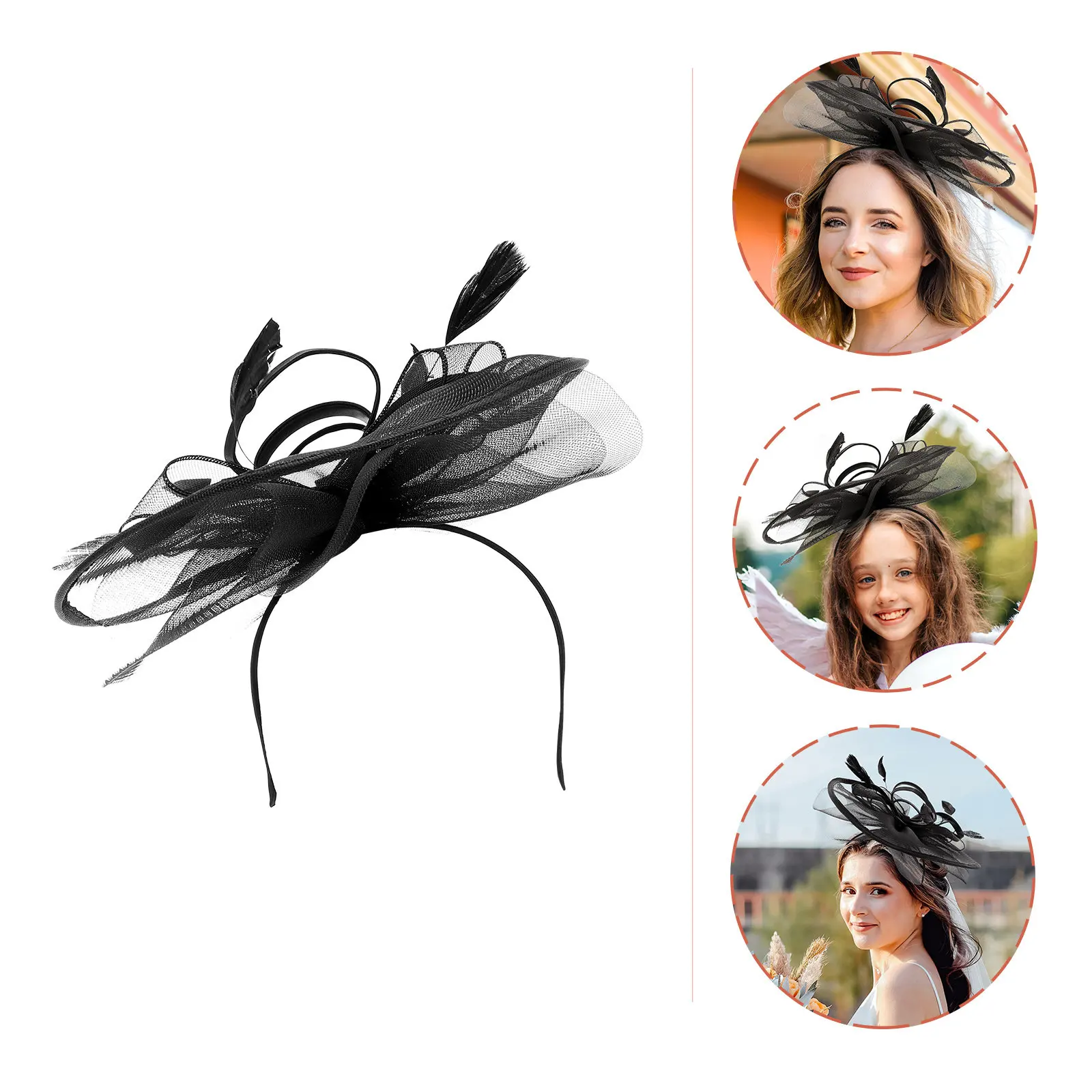 

Стильная сетчатая повязка на голову с вуалью, свадебный фасцинатор, украшение для волос, легкий и удобный головной убор с перьями, сетчатая повязка на голову с перьями