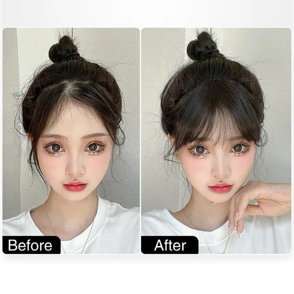 Air Bangs Wig Piece Invisible Bangs Patch Wig for Girls with No Marks on The Top of The Head Hair Repair Wig