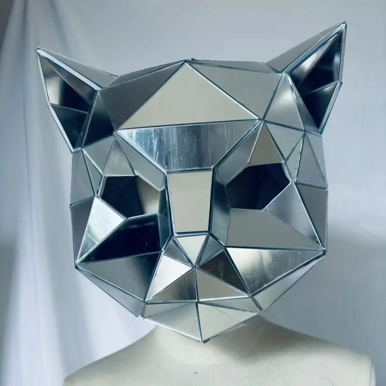 Mirror Chrome Plated Mask Metallic Animal Demon DJ Helmet for Festival Party Rave Costume Cosplay Halloween