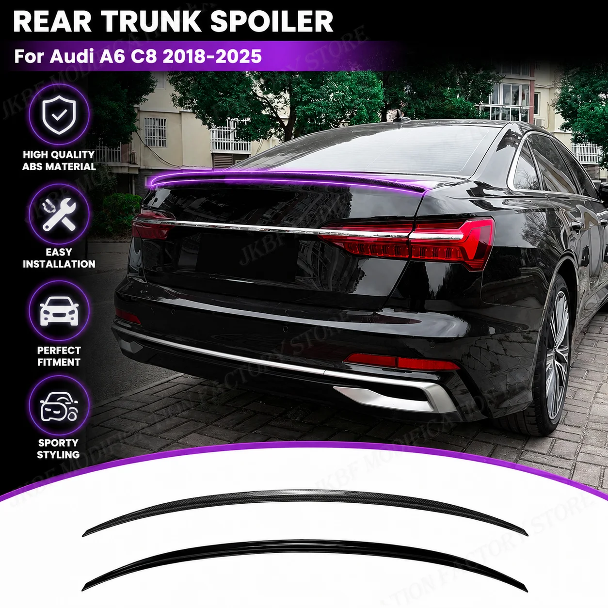 

Car Rear Roof Spoiler Wing for Audi A6 C8 2018-2025 Rear Trunk Wing Tail Splitter Exterior Body Kits Tuning Auto Accessories