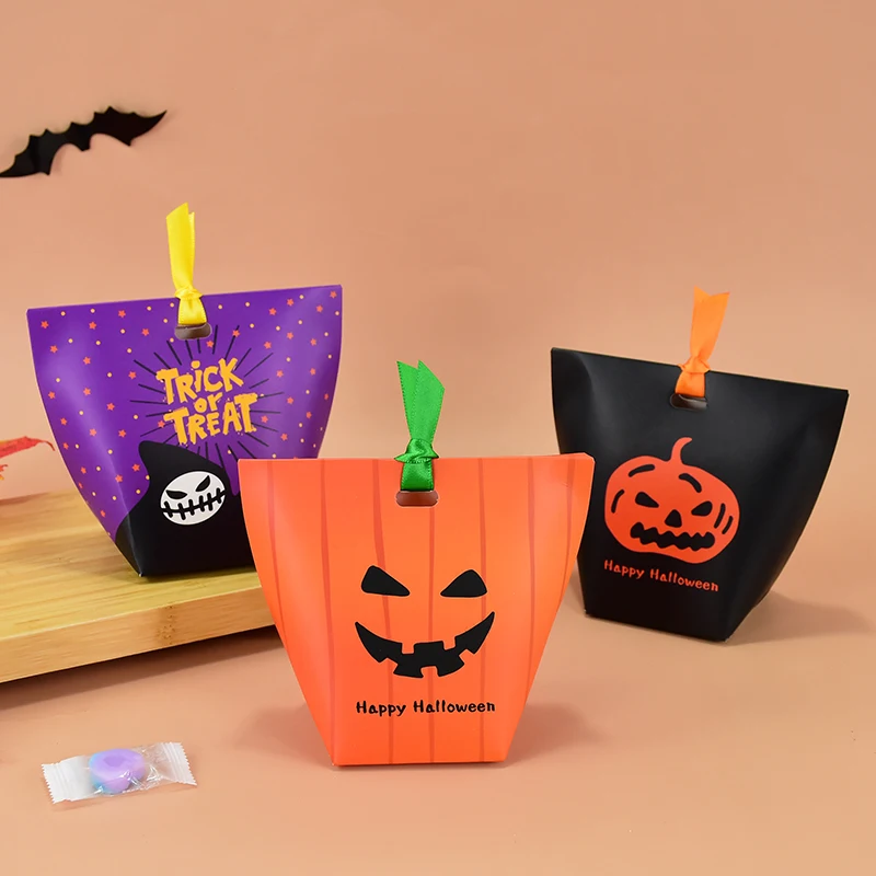 

10PCS Halloween Candy Boxes Pumpkin Ghost Biscuit Packaging Box Home Baking Supplies Trick Or Treat Halloween Party Decoration