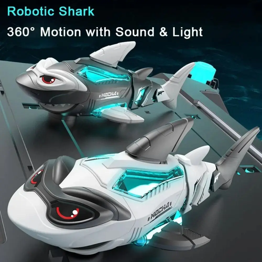 LED Lights Electric Spray Crawling Crab Sound Effects Music Light Electric Shark Robotic Auto-Drive Multi-Function